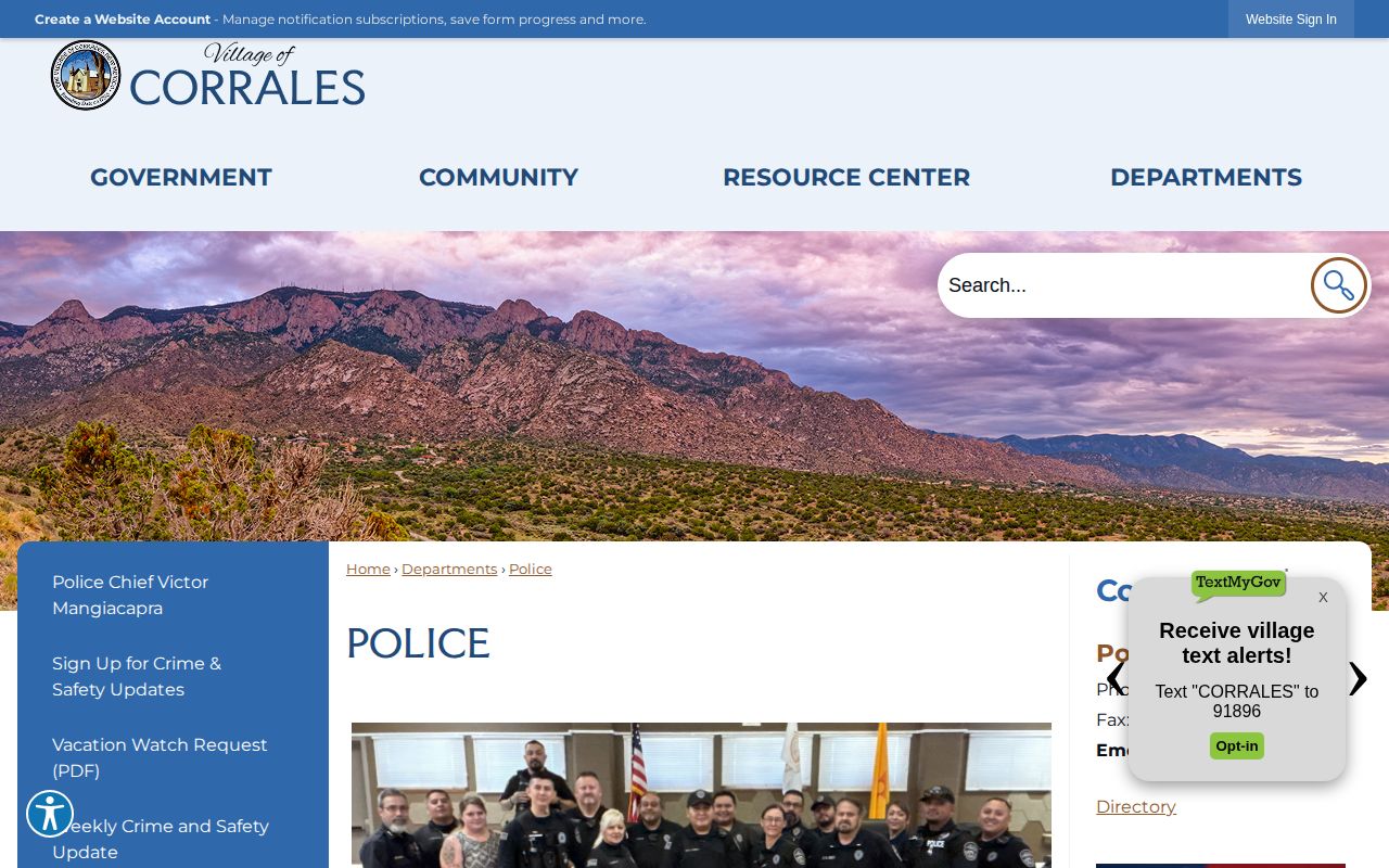 Official Corrales Police Department webpage