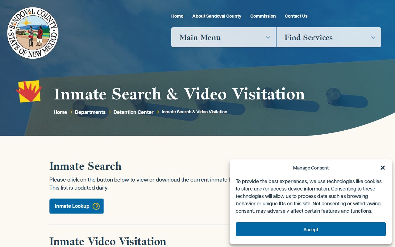 Sandoval County current inmate search and detention roster record access