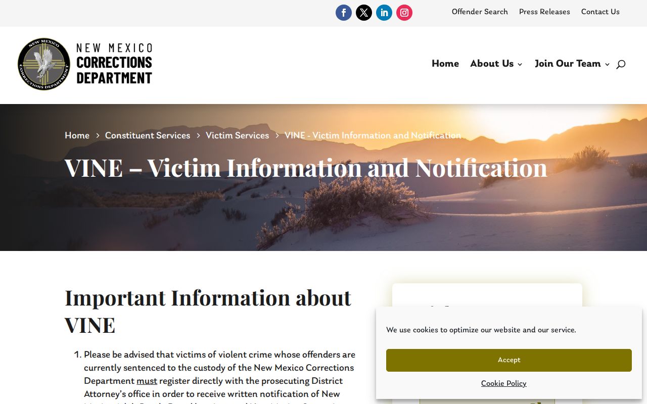 New Mexico state custody notification source for Sandoval County wanted record context